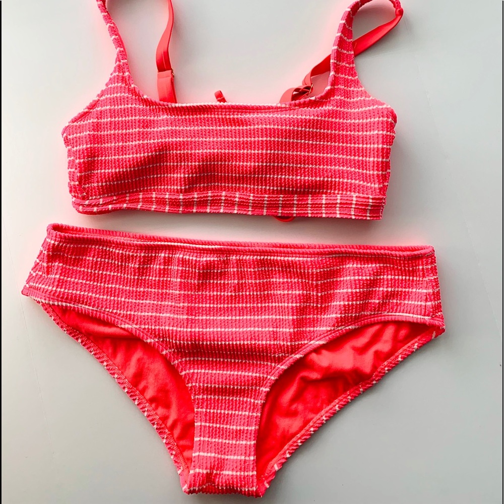 Xhilaration two piece bikini pink and white L